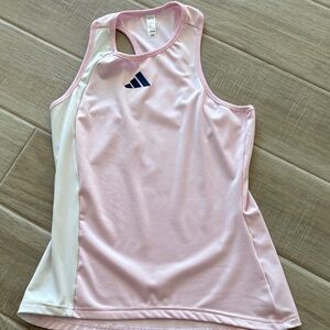 Adidas Light Pink and White Athletic Tank